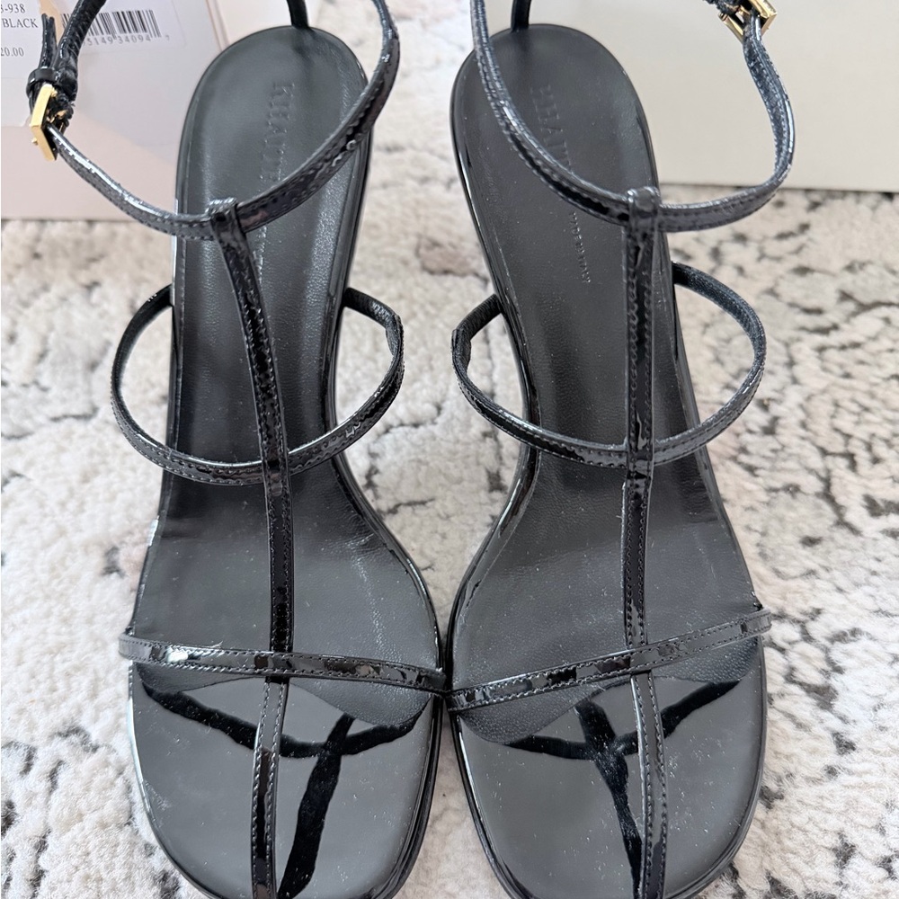 KHAITE Black Patent Strappy Stiletto Cage Sandals - Picture 5 of 12